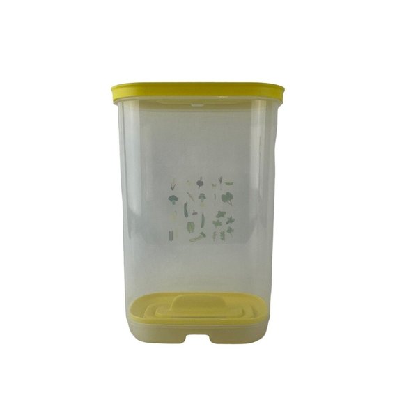 Tupperware Fridgesmart Vertical Container Slider Seal Vent Tab Grid Yellow 3 Qt - Picture 2 of 6
